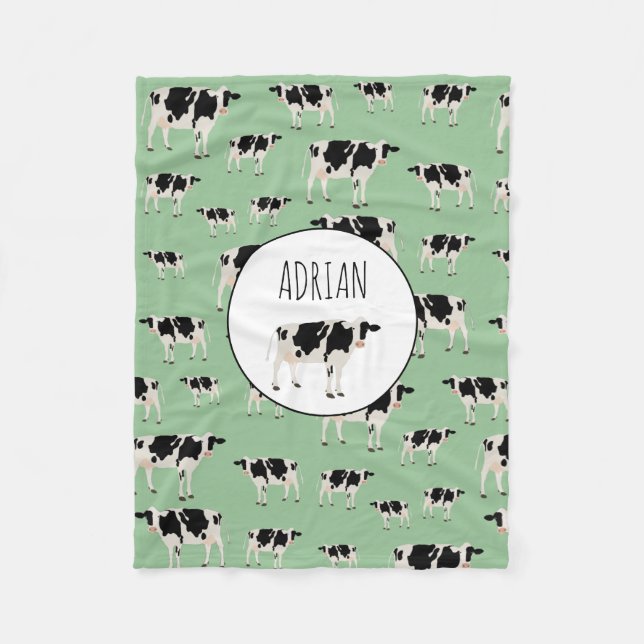 Personlig Cow Farm Animal Mönster Fleecefilt (Framsidan)