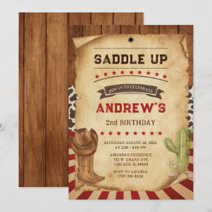 Personlig Cowboy 2-årsdag Inbjudningar