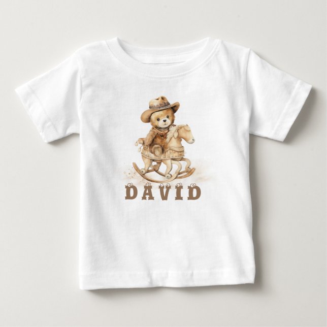Personlig Cowboy Bear T Shirt (Framsida)
