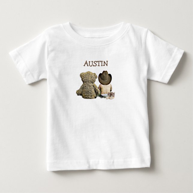 Personlig Cowboy och Nalle Baby Tee (Framsida)