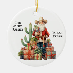 Personlig Cowboy Western jultomte Julgransprydnad Keramik
