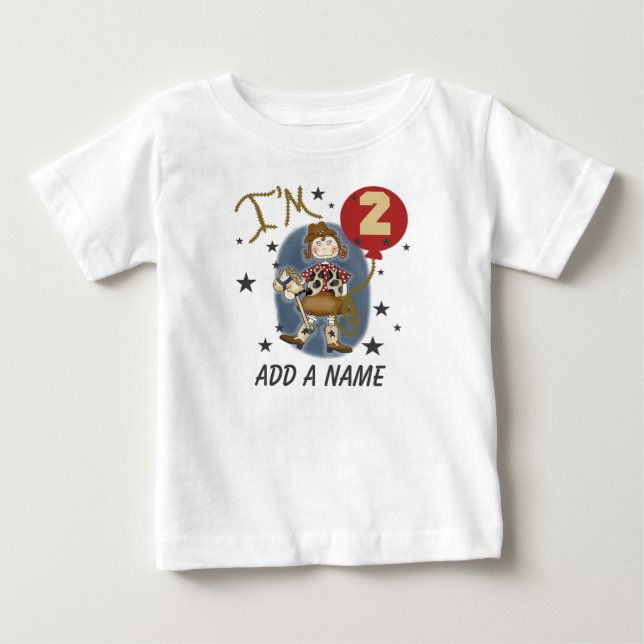 Personlig Cowgirl 2nd Birthday T-shirt (Framsida)