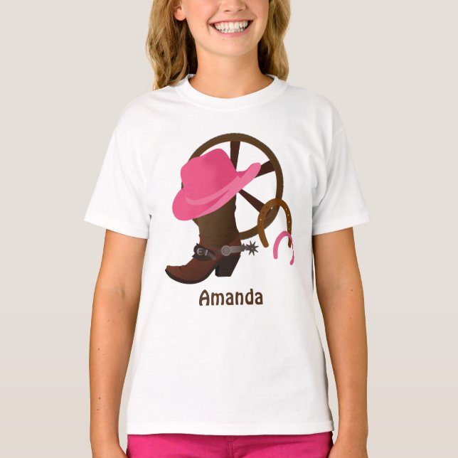 Personlig Cowgirl Basic T-shirt (Framsida)