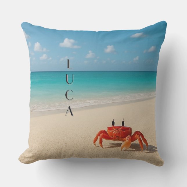 Personlig Crab Pillow - Luca | 20 x 20 tum utomhus Kudde (Framsida)
