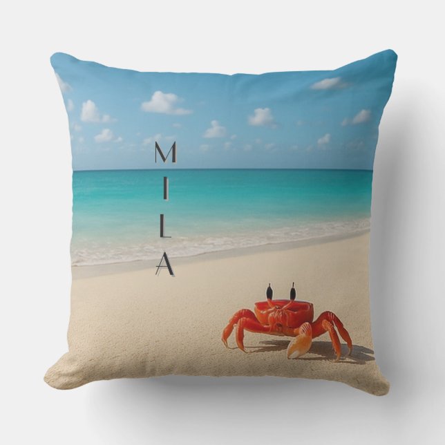 Personlig Crab Pillow - Mila | 20 x 20 tum utomhus Kudde (Framsida)
