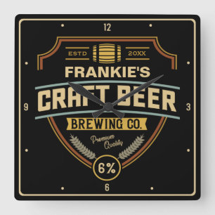 Personlig Craft Beer Label Brewing Company Pub Fyrkantig Klocka