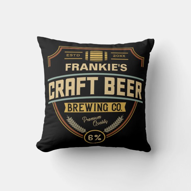 Personlig Craft Beer Label Brewing Company Pub Kudde (Framsida)