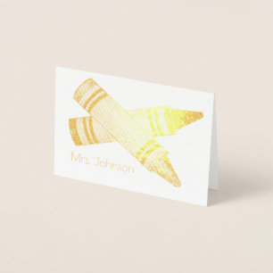 Personlig Crayon Art Teacher School Classroom Folierat Kort