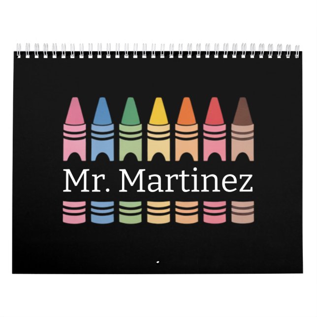Personlig Crayon Teacher Namn Cute Back School Kalender (Omslag)