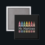 Personlig Crayon Teacher Namn Cute Back School Magnet<br><div class="desc">Personlig Crayon Teacher Namn Cute Back to school</div>