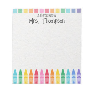Personlig Crayon Teacher's Rainbow Cute Anteckning Anteckningsblock