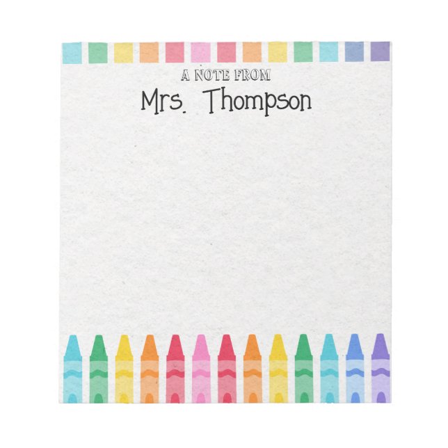 Personlig Crayon Teacher's Rainbow Cute Anteckning Anteckningsblock (Framsida)