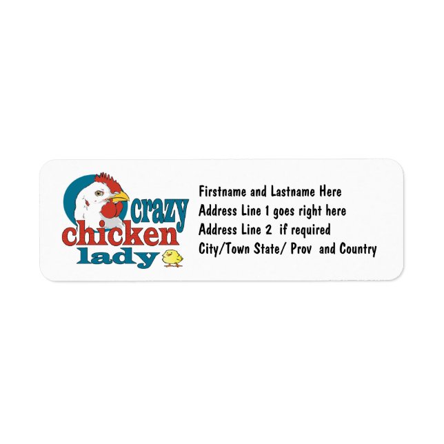 Personlig Crazy Chicken Dam Returadress Etikett (Framsidan)