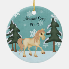 Personlig Cream Horse ~ Vinterjuljul Julgransprydnad Keramik