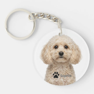 Personlig Cream Maltipoo Nyckelring Hund