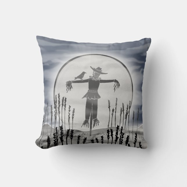 Personlig Creepy Halloween Fågelskrämma Cushion Kudde (Framsida)