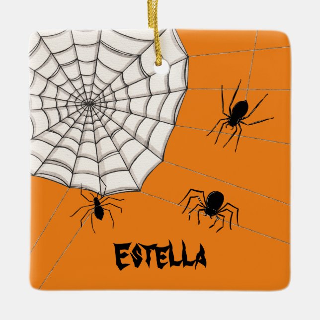 Personlig Creepy Spiders Halloween Julgransprydnad Keramik (Framsida)