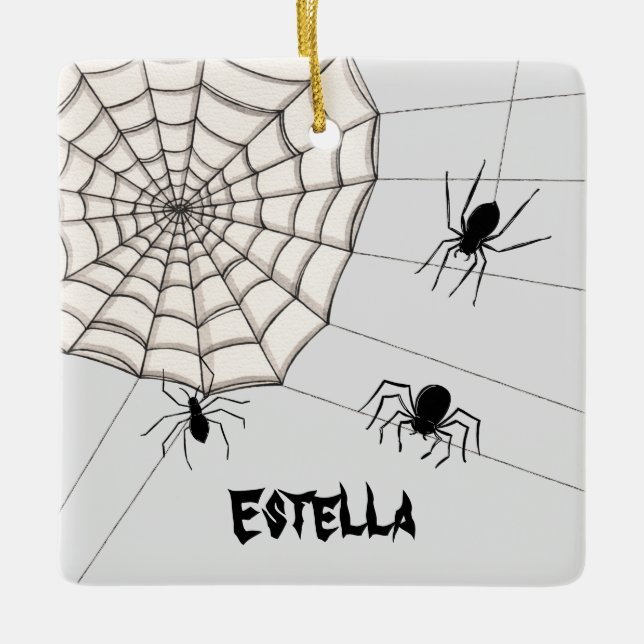 Personlig Creepy Spiders Halloween Julgransprydnad Keramik (Framsida)