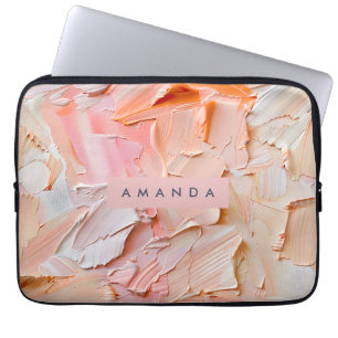 Personlig Crèmeartad Penseldrag Peach och Rodnad Laptop Fodral