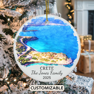 Personlig Crete Ornament, Grekland Julgransprydnad Keramik