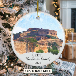 Personlig Crete Ornament, Grekland Julgransprydnad Keramik