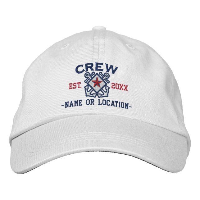 Personlig Crew Nautical Star Embroidery Broderad Keps (Framsida)