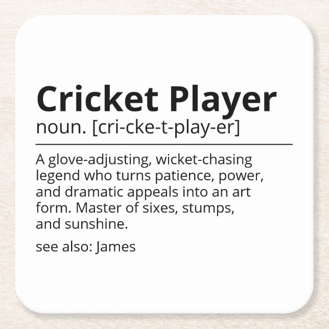 Personlig cricketspelare presentkopp | Anpassad  Underlägg Papper Kvadrat (Framsidan)