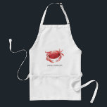 Personlig Crimson Crab| Chef Namn Förkläde<br><div class="desc">En personlig krabba/krabba i roligten kokar ihop de olika plattformarna för nästa händelse i Crab Bake Party eller skaldjur.  
Den har en vattenfärgsformad illustration av en krimson krabba och en plats för kockens namn.</div>