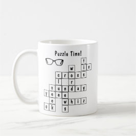 Personlig Crossword Puzzle Black and White Kaffemugg