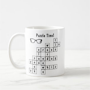 Personlig Crossword Puzzle Black and White Kaffemugg