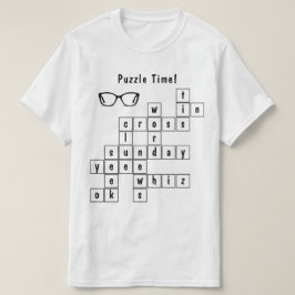 Personlig Crossword Puzzle Black and White T Shirt