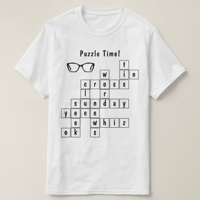 Personlig Crossword Puzzle Black and White T Shirt (Design framsida)