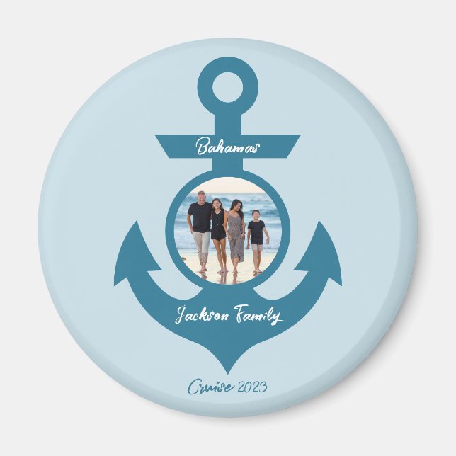 Personlig Cruise Family Resa med ditt foto Magnet (Framsidan)