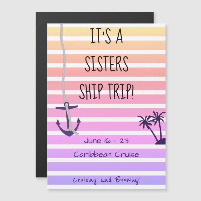 Personlig Cruise Stateroom Magnet Pastels (Fram/baksida)