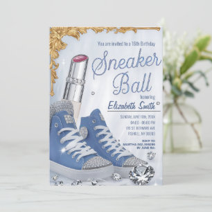 Personlig Crystals Chic Birthday Sneaker Boll Inbjudningar
