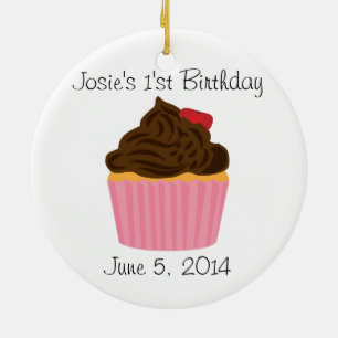 Personlig Cupcake Födelsedagsprydnad Julgransprydnad Keramik