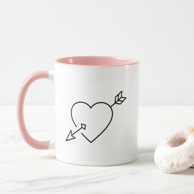 Personlig Cupid Träffad Hjärtpil Kaffe Mugg (Med munk)