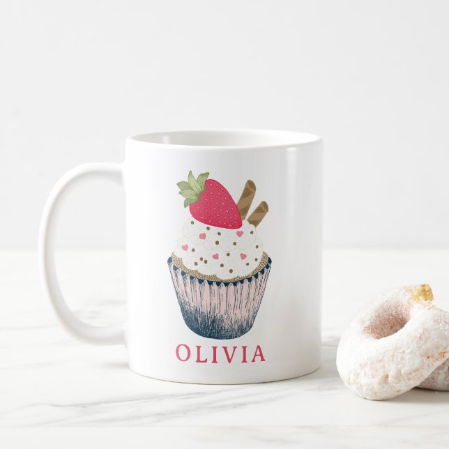 Personlig Cupkaka Mugg - Cute Rosa Birthday Gift (Med munk)