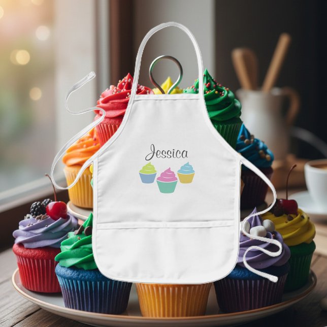Personlig cuptårta bakplatta för barn barnförkläde (Kid's apron for baking cupcakes)