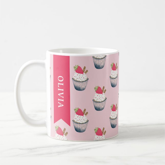 Personlig Cuptårta Coffee Mugg - Cute Dessert Lov (Vänster)