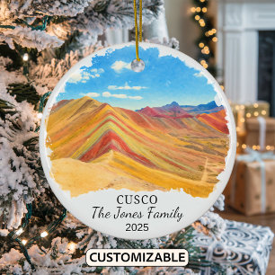 Personlig Cusco Ornament, Perus Rainbow Mountain Julgransprydnad Keramik