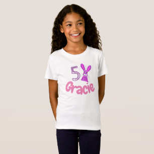Personlig Cute 5:e födelsedag lila Hare T Shirt