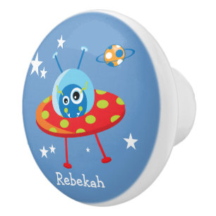 Personlig Cute Alien Spaceship Knopp