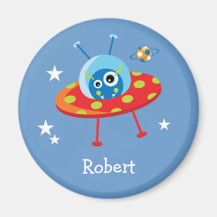 Personlig Cute Alien Spaceship Magnet