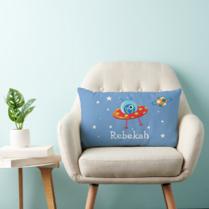 Personlig Cute Alien Spacesship Lumbarkudde