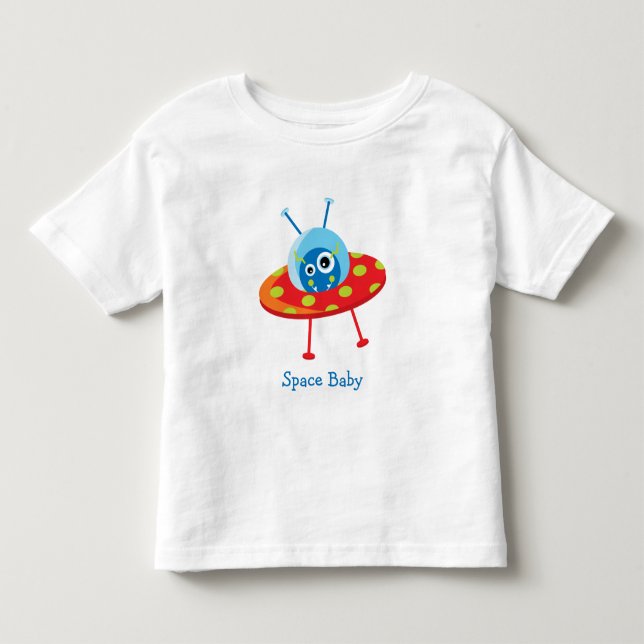 Personlig Cute Alien Spacesship T Shirt (Framsida)