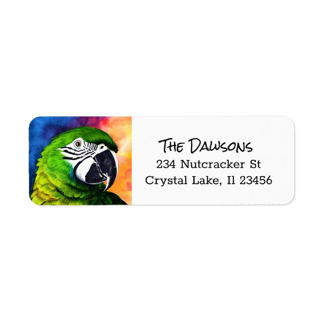 Personlig Cute Amazon Parrot Artwork Returadress Etikett (Framsidan)