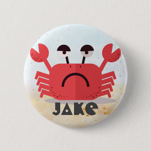 Personlig Cute and Simple Crabby Crab Knapp