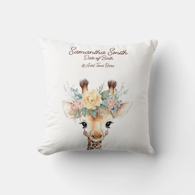 Personlig Cute Animal Baby Giraffe Kudde (Framsida)