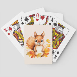 Personlig Cute Animal Squirrel Höst löv Casinokort